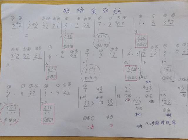 零基础学钢琴《致爱丽丝》，手写简谱 