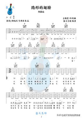 《隐形的翅膀》吉他谱免费分享，张韶涵熬夜爆肝制作 